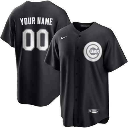 Men's Chicago Cubs Nike Custom Black Lights Out Replica Jersey